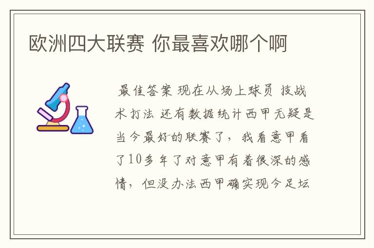 欧洲四大联赛 你最喜欢哪个啊