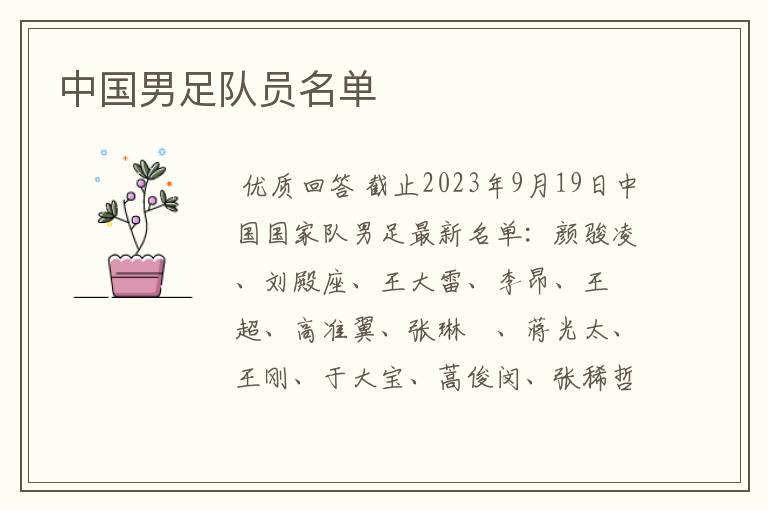 中国男足队员名单