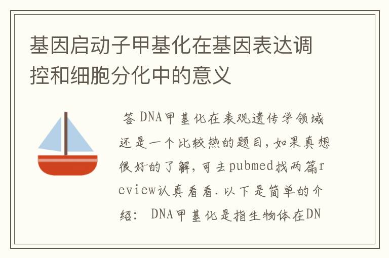 基因启动子甲基化在基因表达调控和细胞分化中的意义