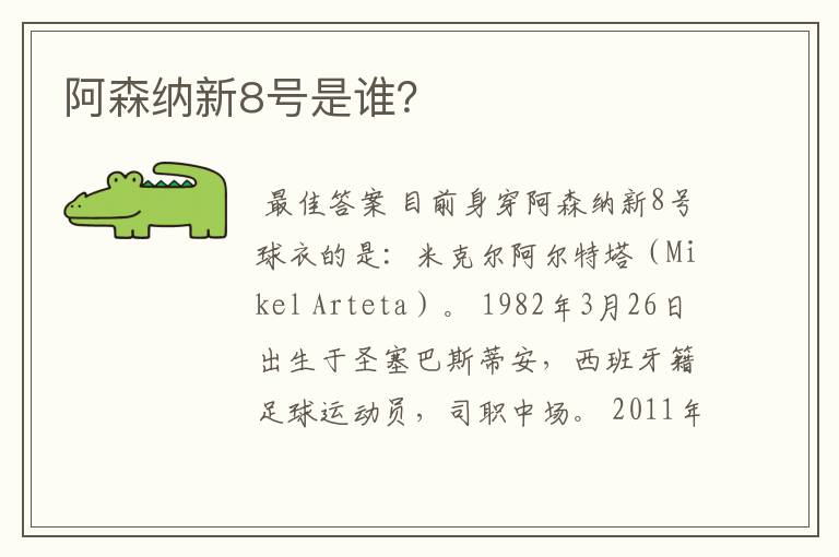 阿森纳新8号是谁？