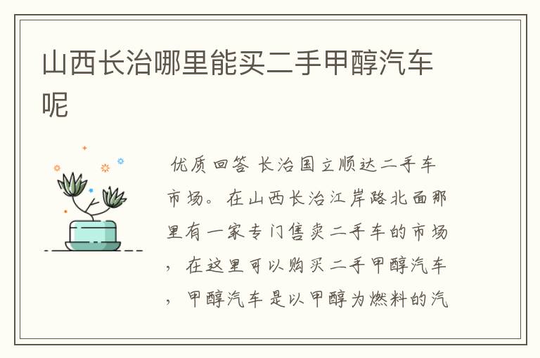 山西长治哪里能买二手甲醇汽车呢