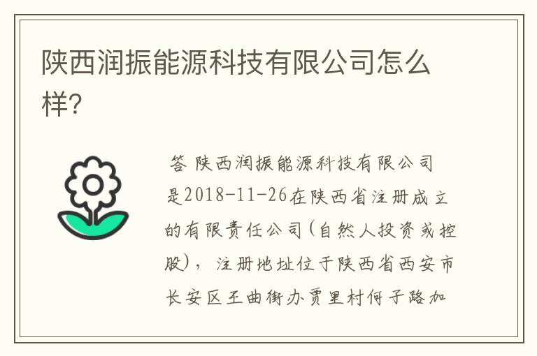 陕西润振能源科技有限公司怎么样?