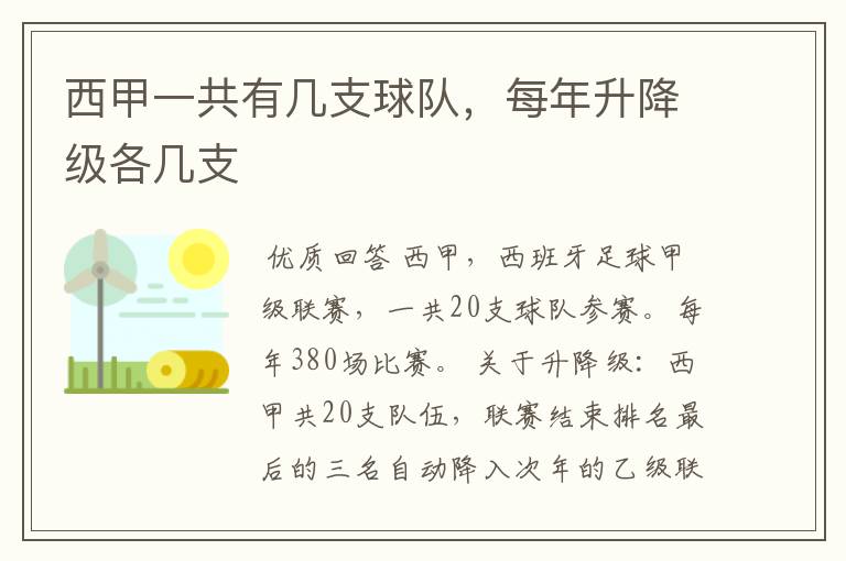 西甲一共有几支球队,每年升降级各几支