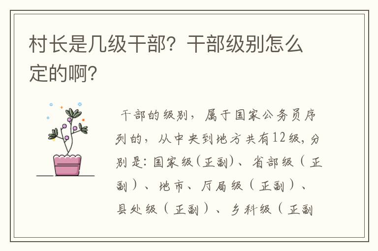村长是几级干部?干部级别怎么定的啊?