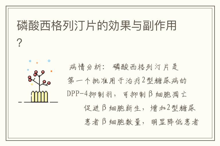 磷酸西格列汀片的効果与副作用?