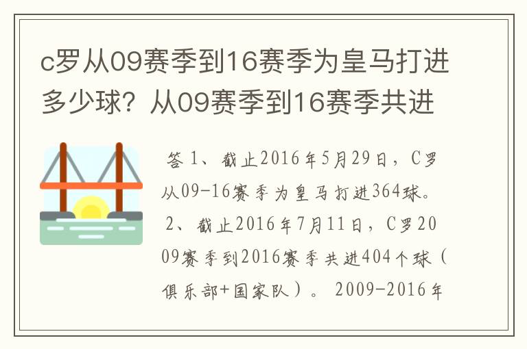 c罗从09赛季到16赛季为皇马打进多少球?从09赛季到16赛季共进多少球?