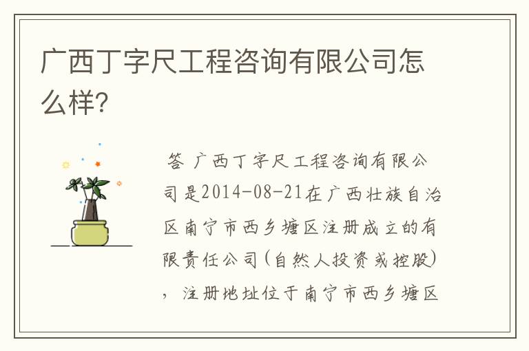 广西丁字尺工程咨询有限公司怎么样?