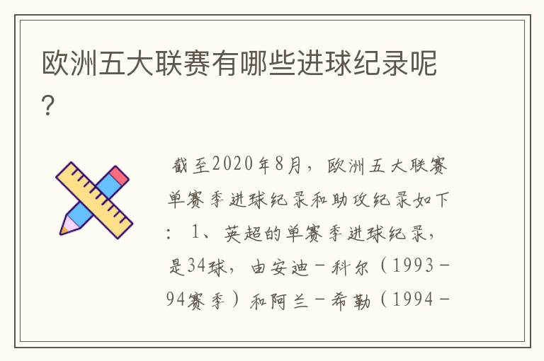 欧洲五大联赛有哪些进球纪录呢?