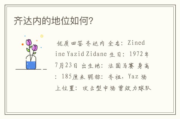 齐达内的地位如何?