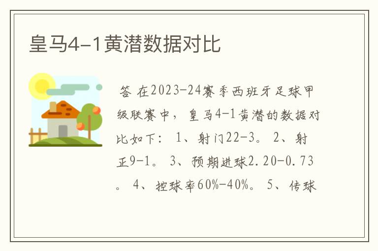 皇马4-1黄潜数据对比