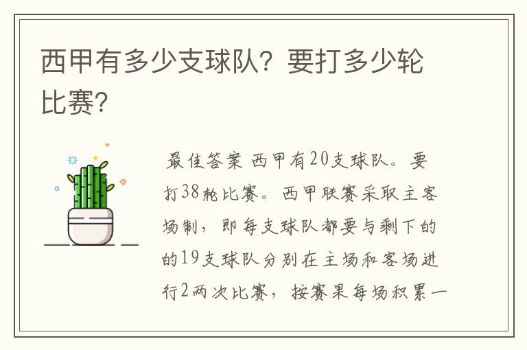 西甲有多少支球队?要打多少轮比赛?