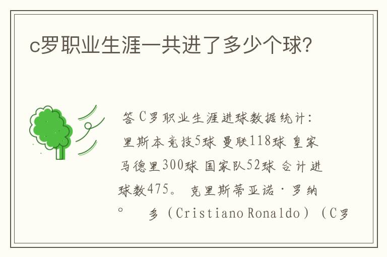 c罗职业生涯一共进了多少个球？