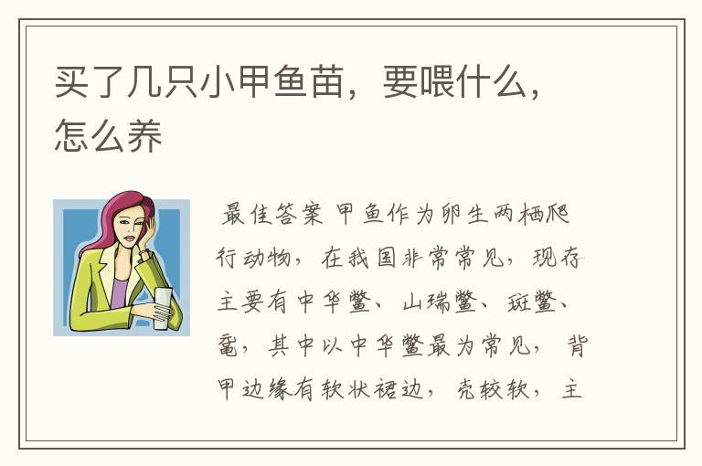 买了几只小甲鱼苗，要喂什么，怎么养