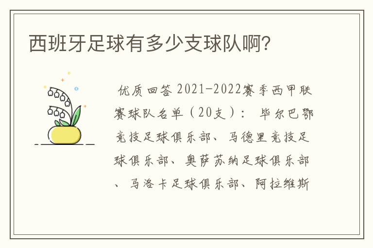 西班牙足球有多少支球队啊?