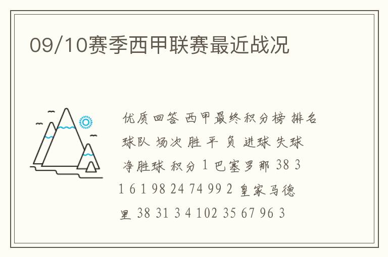 09/10赛季西甲联赛最近战况
