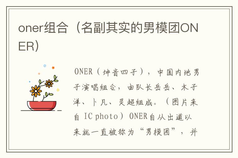 oner组合(名副其实的男模团ONER)