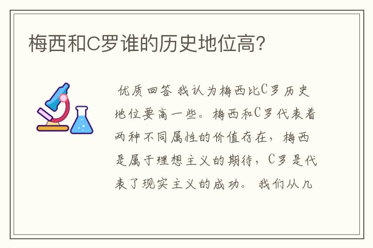 梅西和C罗谁的历史地位高?