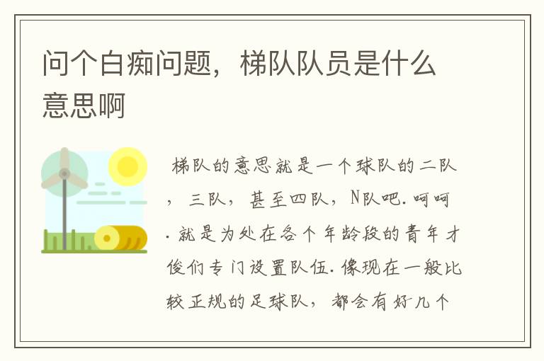 问个白痴问题,梯队队员是什么意思啊
