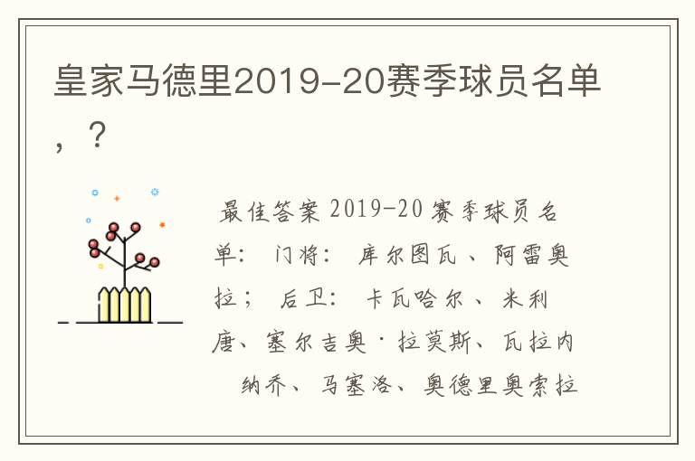 皇家马德里2019-20赛季球员名单,?
