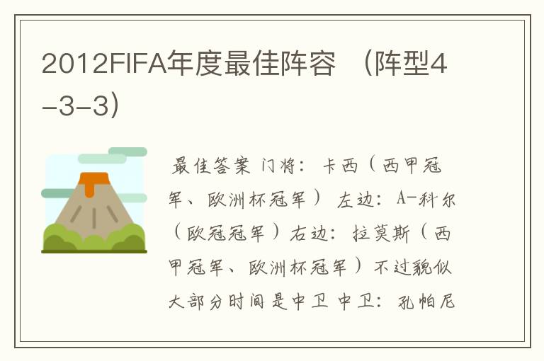 2012FIFA年度最佳阵容 (阵型4-3-3)