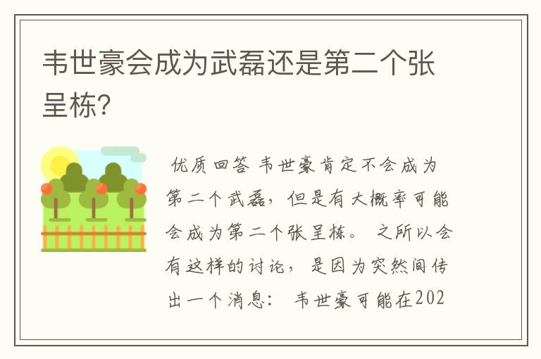 韦世豪会成为武磊还是第二个张呈栋?