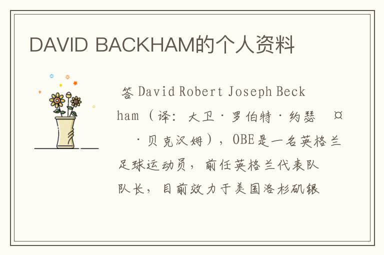DAVID BACKHAM的个人资料