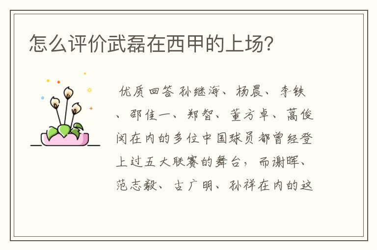 怎么评价武磊在西甲的上场?