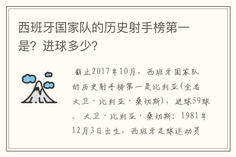 西班牙国家队的历史射手榜第一是?进球多少?