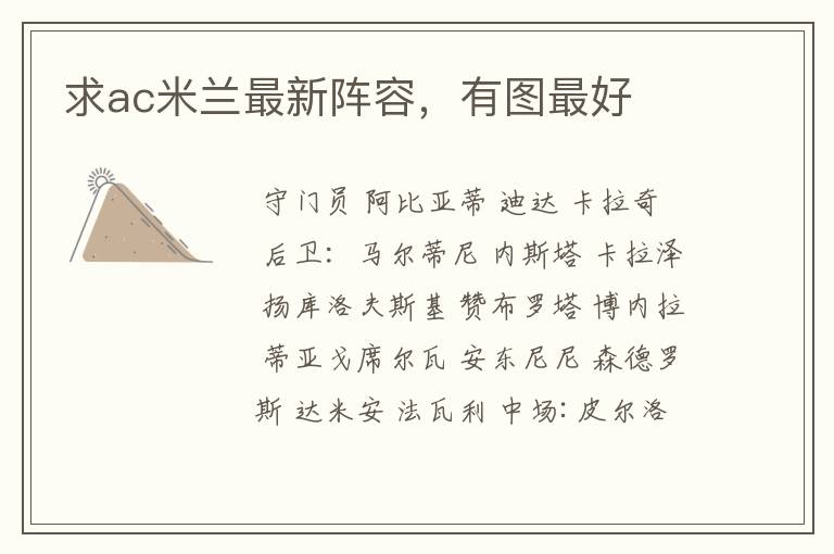 求ac米兰最新阵容,有图最好