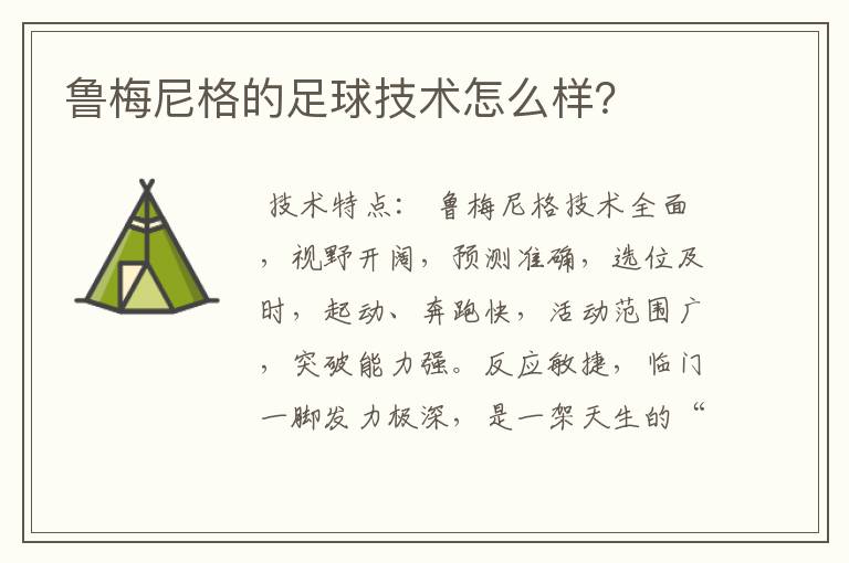 鲁梅尼格的足球技术怎么样?
