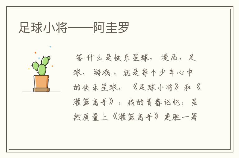 足球小将——阿圭罗