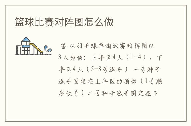 篮球比赛对阵图怎么做