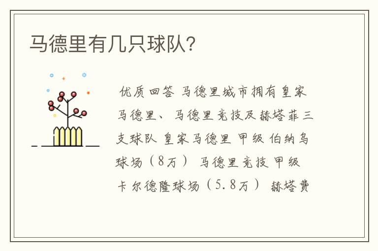 马德里有几只球队?