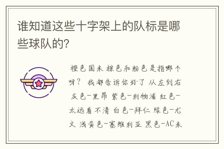 谁知道这些十字架上的队标是哪些球队的?