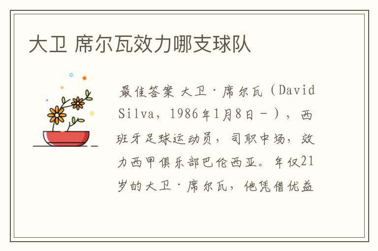 大卫 席尔瓦效力哪支球队