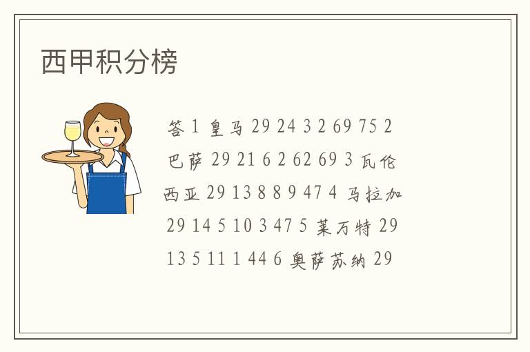 西甲积分榜