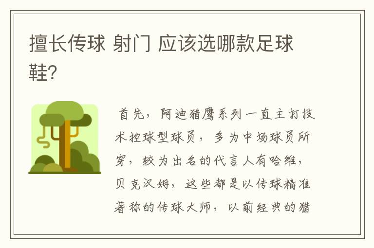 擅长传球 射门 应该选哪款足球鞋?