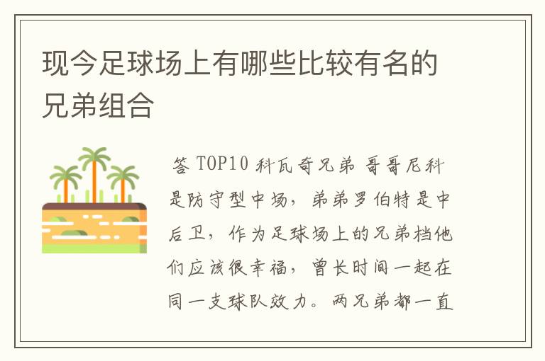 现今足球场上有哪些比较有名的兄弟组合