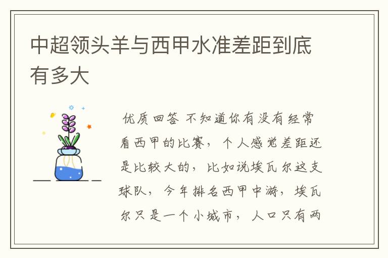 中超领头羊与西甲水准差距到底有多大