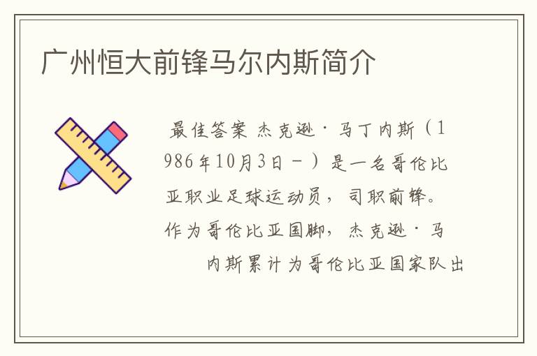 广州恒大前锋马尔内斯简介