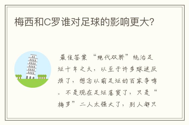 梅西和C罗谁对足球的影响更大?