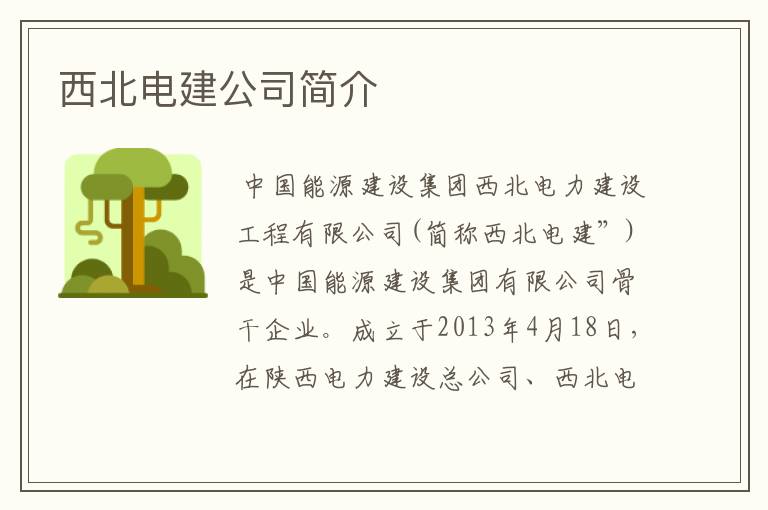 西北电建公司简介