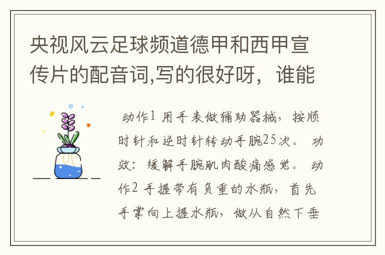 央视风云足球频道德甲和西甲宣传片的配音词,写的很好呀,谁能提供一下