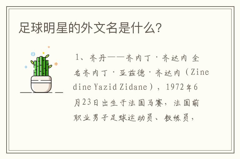 足球明星的外文名是什么?