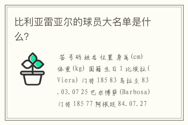 比利亚雷亚尔的球员大名单是什么?