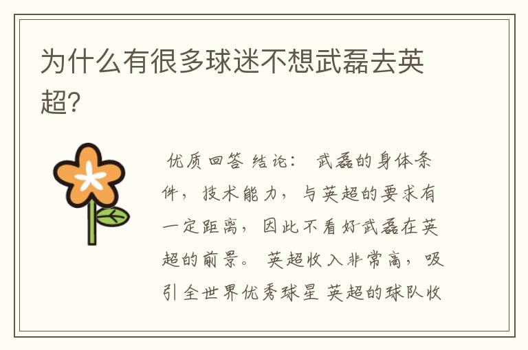 为什么有很多球迷不想武磊去英超?