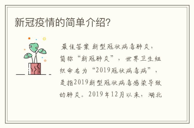 新冠疫情的简单介绍?