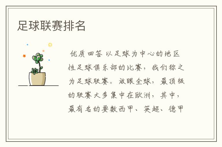 足球联赛排名