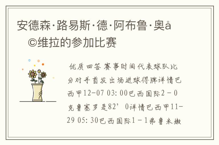安德森·路易斯·德·阿布鲁·奥利维拉的参加比赛