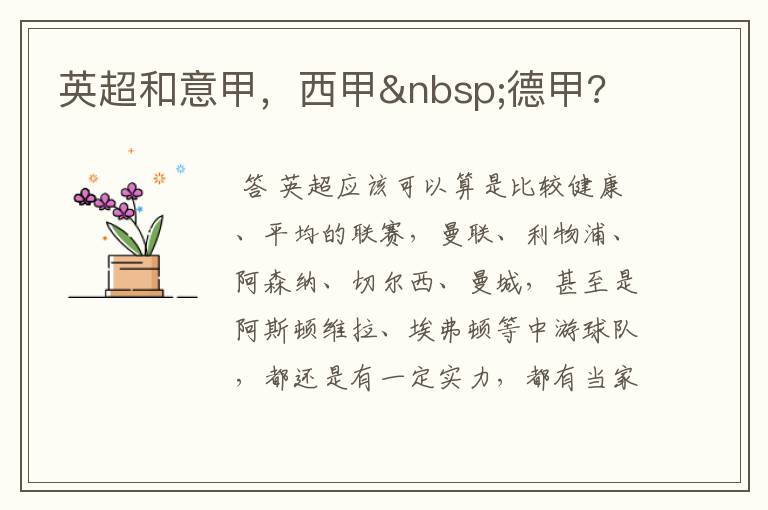 英超和意甲,西甲 德甲?
